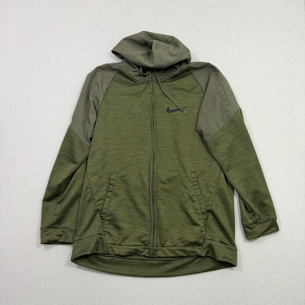 Nike Dry Dri Fit Full Zip Training Hoodie Mens Large Green Sweatshirt BV2676-325